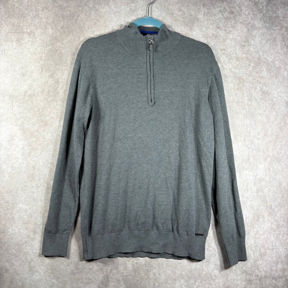 The Kangol Sweater Mens Size 2XL Gray Knit Quarter Zip Pullover Mock Neck 90s